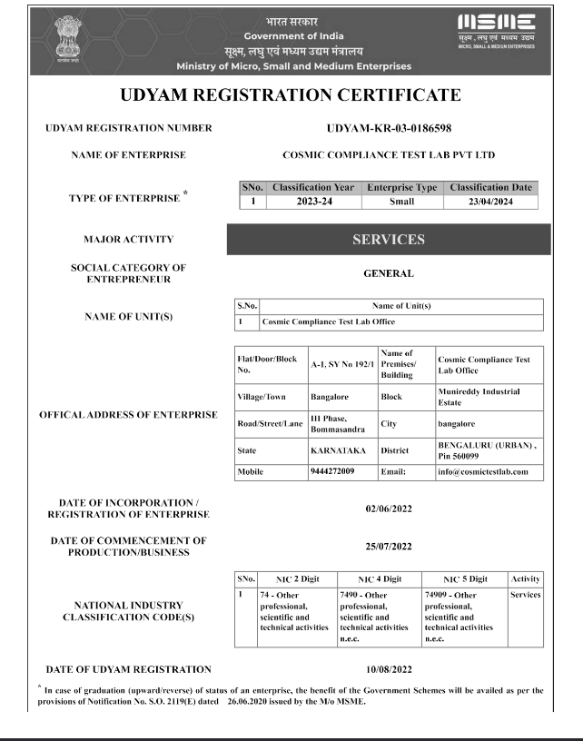 Udyam Registration Certificate