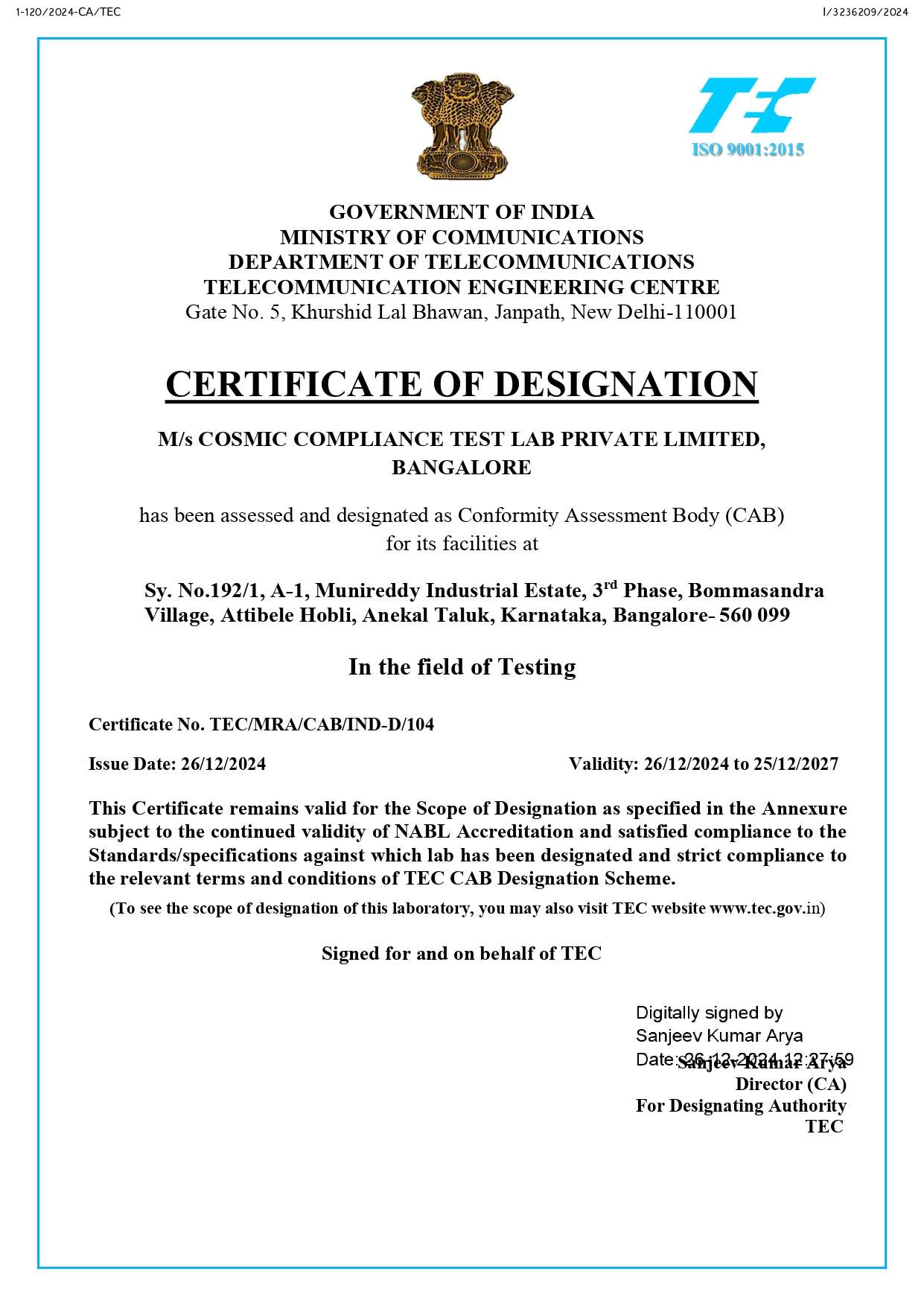 Certificate of Designation
